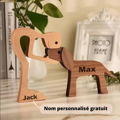 Figurina personalizzabile in legno - Padrone e Cane
